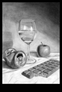 الأناقة الخالدة: التقاط الحياة الساكنة بالقلم الرصاص